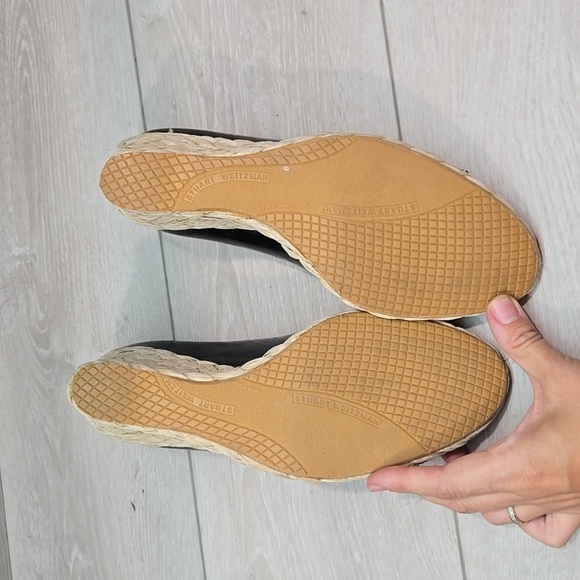 Stuart Weitzman Women Leather Espadrille Wedge Open Toe Sandals shoes sz 9.5M - Picture 10 of 10